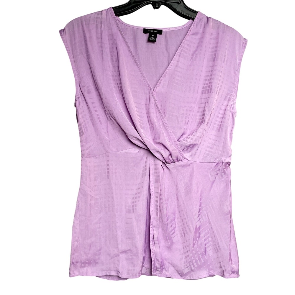 Halogen XS Purple Sleeveless Twist Front Top Blouse Career Casual‎